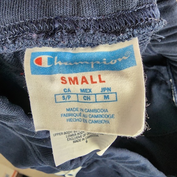 Champion Mens Small Colorblock Fleece Nylon Jogger Sweatpants Navy White Red - Picture 8 of 14